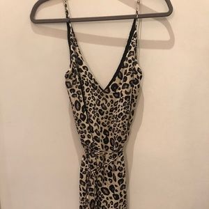 Cheetah / Leopard Spaghetti Strap Silk Dress